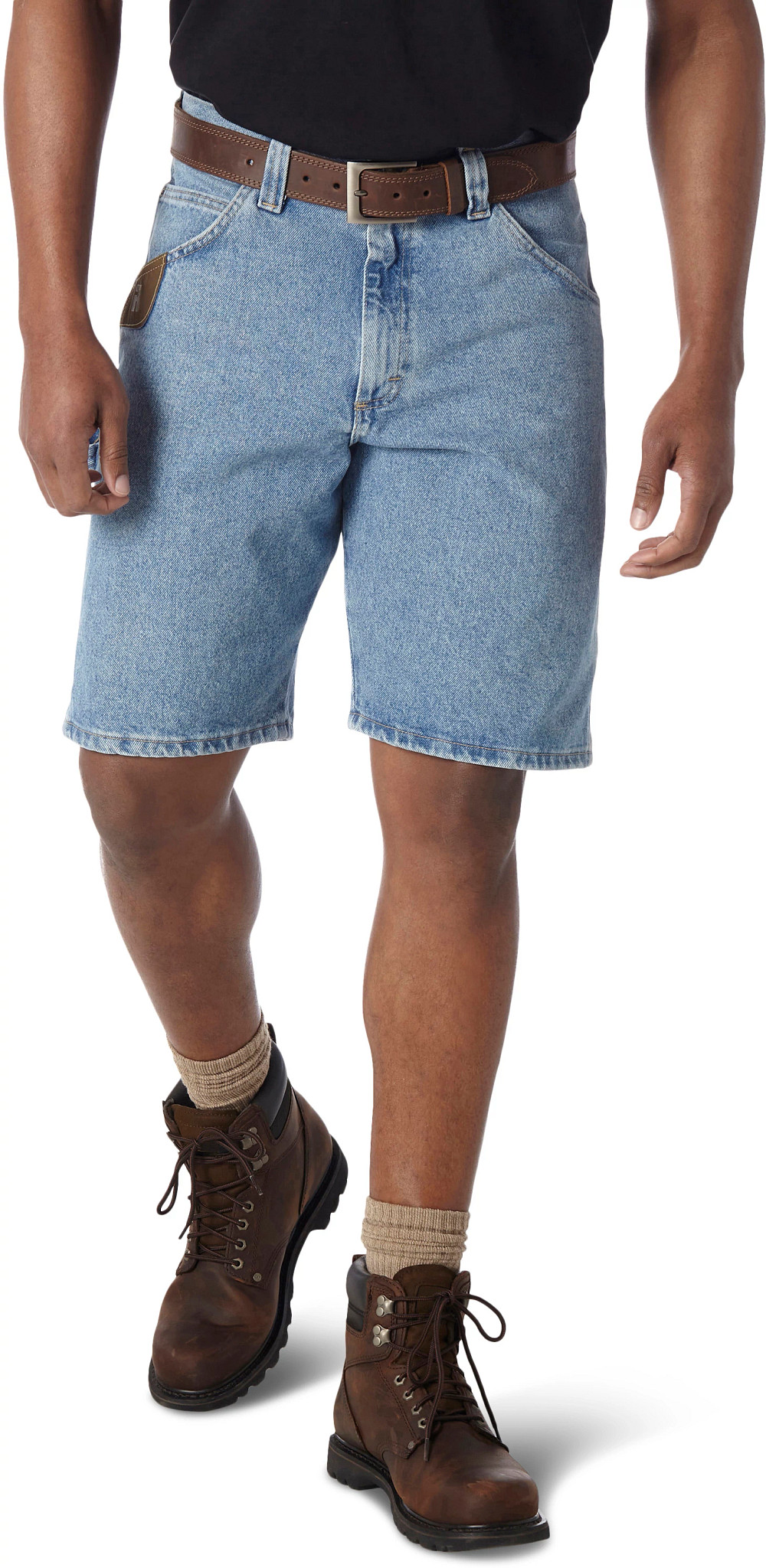 Men's Wrangler Riggs Denim Carpenter Shorts shown in Vintage Indigo (Blue)
